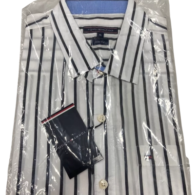 Tommy Hilfiger Slim Fit White & Black Short Sleeve Shirt Size XL