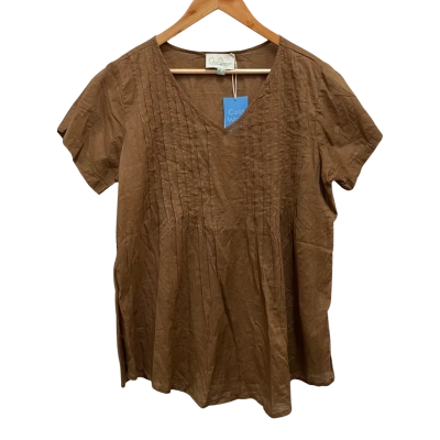 One Summer Toasted Coconut Kayla Short Sleeve Cotton Blouse Size 16 