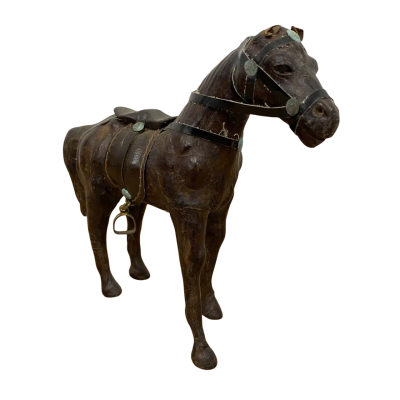 Vintage Leather Wrapped Horse Figure