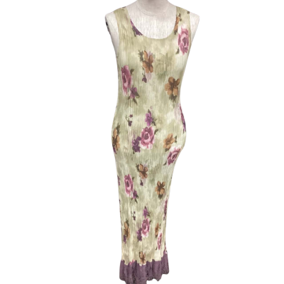 ANDIAMO -  Womens  Size 14 Pleated Dress Floral / Green / Pattern 