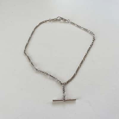925 Sterling Silver Chain With T Bar And 2 Swivel Clips Necklace 