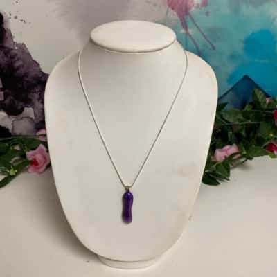 925 silver chain with purple stone pendant and matching colour earrings- please read description 