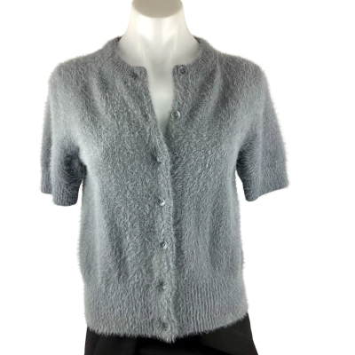 Country Road Fluffy Knit Cardigan- Shadow Gray Size XS