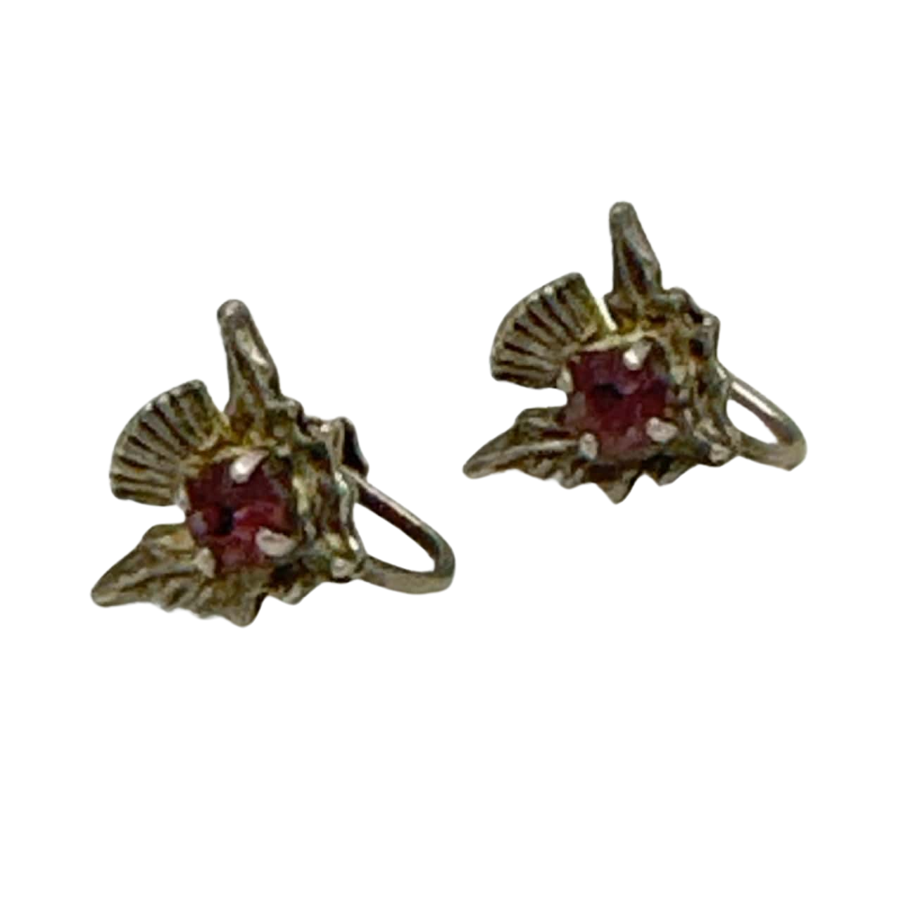 Scottish Thistle Screw on Earrings Womens Earrings Purple / Silver Tone(s)