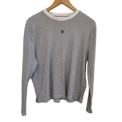 Dissh Womens  Size M Long Sleeve Top Black  / Striped / White 