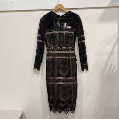 Cooper St Womens  Size 8 Long Sleeve Dress Black  / Nude 
