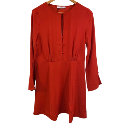 BNWT Mango Womens Size S Long Sleeve Dress Orange 