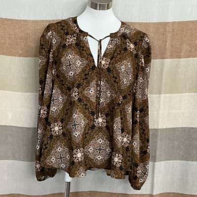 Seed Heritage Womens  Size 14 Blouse Black  / Floral / Other 