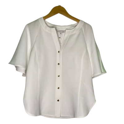 Veronika Maine Womens  Size 10 Short Sleeve Top Off White 