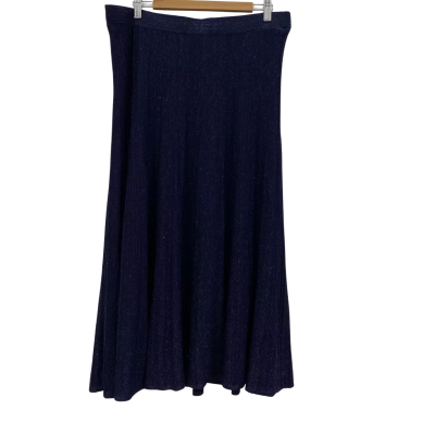 Liz Jordan Women's Knit Shiny Skirt Size 18 Navy Blue RRP$130