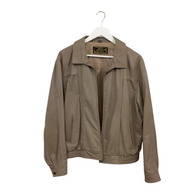 Vintage European Genuine Leather Jacket Beige Taupe Men’s EU52
