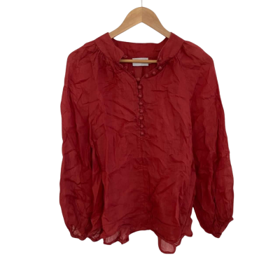 Piper Womens  Size 14 Button Up Top / Long Sleeve Top Red 