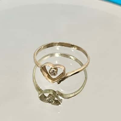 925 Silver Love Heart Diamonte Ring 
