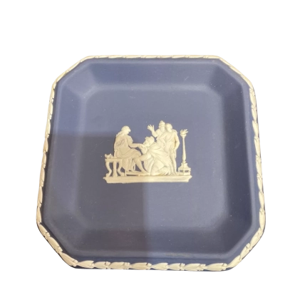 Wedgewood Jasperware Dark Blue Square Trinket Tray