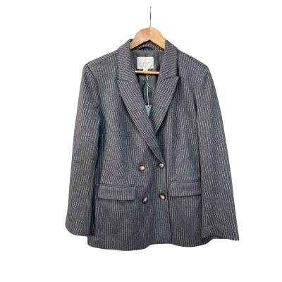 Trenery Womens  Size M Pinstripe Ponte Blazer Grey RRP $299