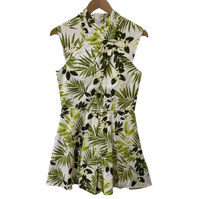 Review Womens Size 8 Playsuit Green / White 