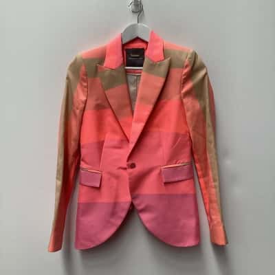 Camilla & Marc Womens  Size 6 pink,orange and green stripe jacket