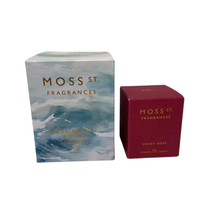 Moss St. Soy Candles x2 - ‘Peony Rose’ (80g) & ‘Morning Mist & Moss’ (370g) - New