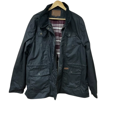 The Outback Trading Company Mens Size 2X Black / Checked Oilskin Jacket 