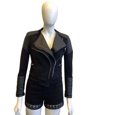 Maxim Women's Size XS Faux Leather Biker Jacket Black  