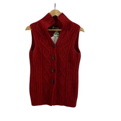  Womens  Size XS Merino Possum Rosedale Long Vest Red