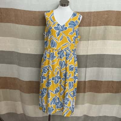 Jendi Womens  Size 14 Floral Dress Blue / Floral / Yellow 