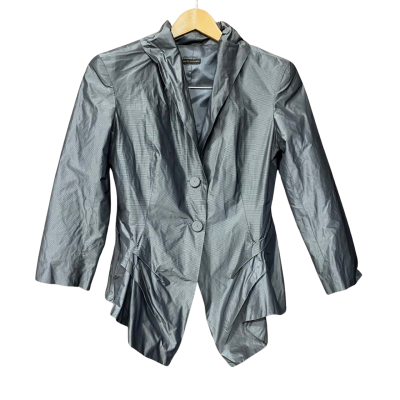 Vintage Carla Zampatti Womens Suit Jacket Size 8 Grey / Pinstriped 