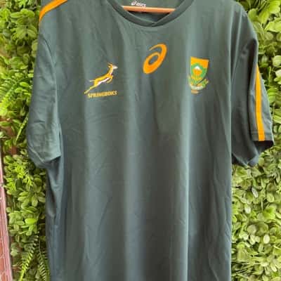 Asics Mens  Size XXXXXL Springboks Rugby Shirt Polo Shirt Green 