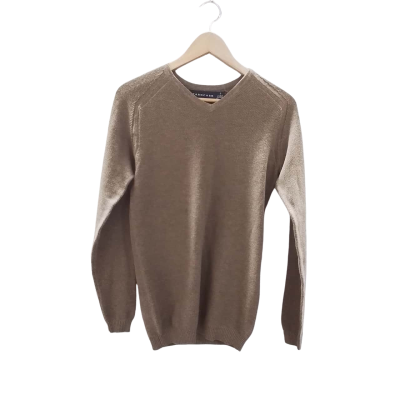 Tarocash Mens Size S V-Neck Jumper Brown 