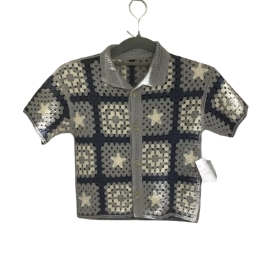 Zara Kids Kids Blue/ Grey / White Crocheted Shirt