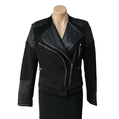 Maxim Womens Size L Black Faux Suede Biker Jacket (new)