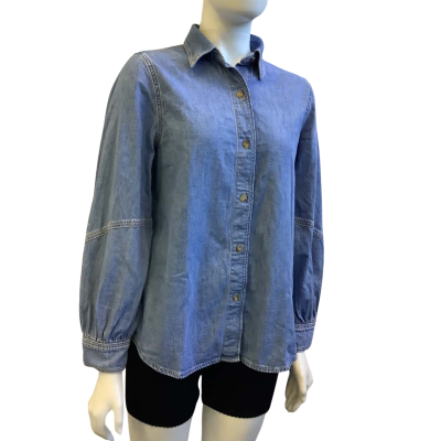 R.M.Williams Womens  Size 8 Long Sleeve Denim Shirt Blue