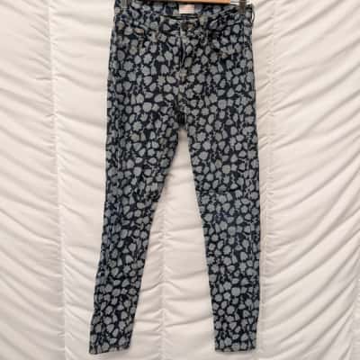 Gorman Womens Floral Navy Blue Skinny Jeans - Size 8
