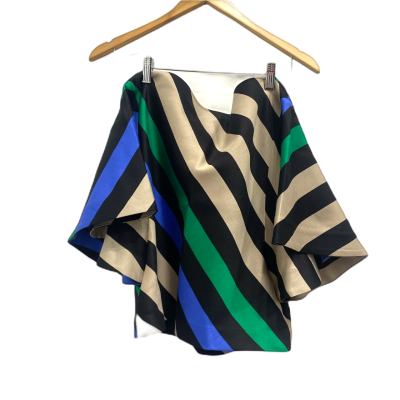 Bianca Spender Womens  Size 8 Cropped Top Black  / Blue / Grey / Striped 