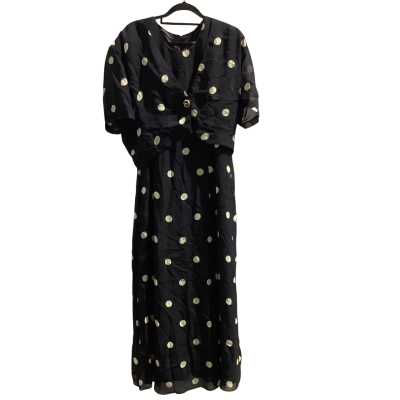 Joseph Ribkoff Womens  Size 14 Midi Dress with Cropped Button Jacket Black  / Cream 