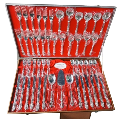 Vintage Japanese Silver Plated Stainless Steel Cutlery Canteen Set In Case