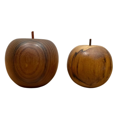 Lot of 2 Tasmanian Turned Wood Apples - Sassafras & Blackwood