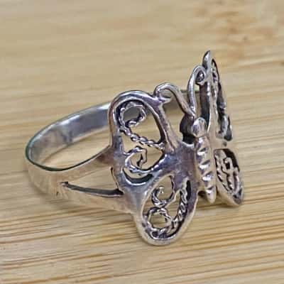 Sterling Silver Butterfly Ring (Stamped 925)