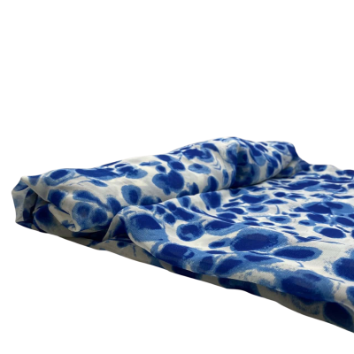 Thin Sheer Poly Fabric Blue Floral 150 x 6 m    FAB1