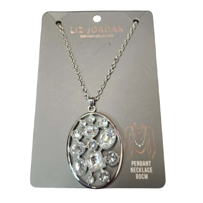 Womens Silver Tone & White Stone Liz Jordan Necklace