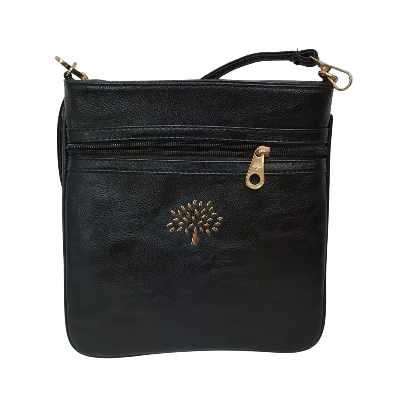 "Mulberry" Black Leather Handbag with Gold Fittings, Womens (s)