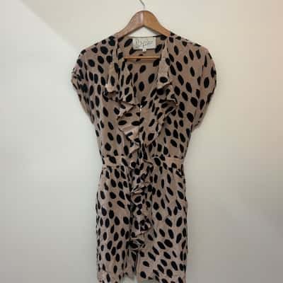 Rory Beca 100% silk dress  Size L in Beige / Black  