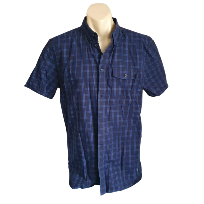 DC Brand Mens  Size L Checked Shirt Navy Blue BNWT