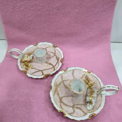 Vintage Lefton  Hand Painted Sugar Thumb Rest Candle Holder