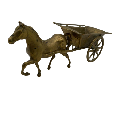 Vintage Italian 30cm Brass Horse & Cart