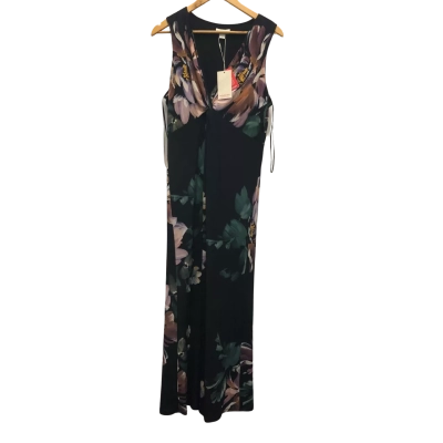 Monsoon Womens  Size UK16 Maxi Dress Black  / Multicoloured BNWT