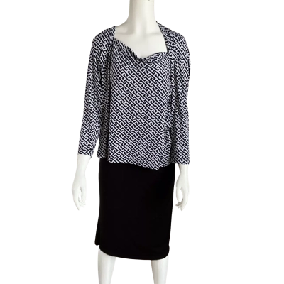 Perri Cutten Womens  Size XL Blouse Black/ White Pattern 