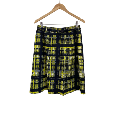 Jacqui-E Womens  Size 10 Skirt Black  / Pattern / Yellow 