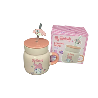 NEW - MINISO My Melody 410ml Ceramic Mug & Straw