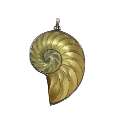  Womens Pendant Vintage Sterling Silver Large Nautilus Pendant Stamped 925